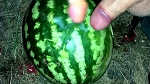 I found a watermelon in the forest and fucked it with four members / male back away from / russian insulting talk / dildo
