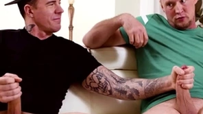 Whoops! two straight guys jerk off together!