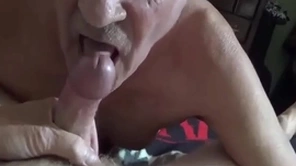 Venerable cumlover sucking cock
