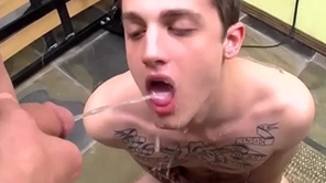 Tattooed twink chris porter fucked and peed on in gay group