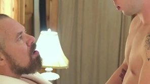 Gaycest - cute hairless boy barebacked wide of hung X grampa-like dude