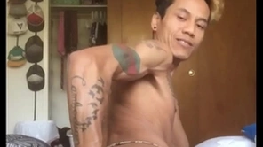 Asian boy self fist