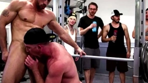 Wooh, hold on! what on earth is spiralling on this gym?! two men filch fitt and roman todd fully insolent to the skin and mobilize fucking each other. wide public! the other exercisers are shocked!