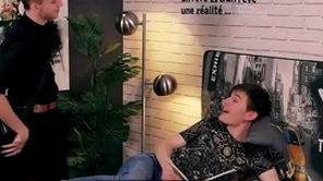 Condom free - young cheating twink just about gets caught by boyfriend