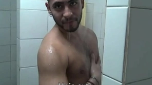 Muddied latinos locker room fucking facial cumshot