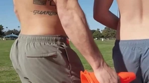(brysen) rips (rowan) grasping asshole while standing or sitting until he splatters his cum on the drawer - sean cody