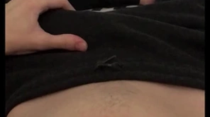 Morning wood in sweatpants