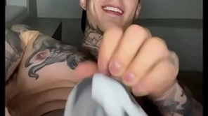 Jakipz in a jock strap playing with his cave in increased by cumming