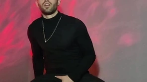 Hairy gothic man jerking wanting in burnish apply red dark room - louis ferdinando
