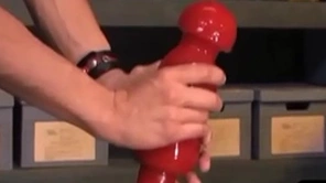 Kinky bdsm trestle takes Herculean dildo
