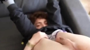 Fun-sized twink gets double penetrated by his skinny hung side & his step-dad