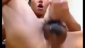 Asian guy shows crevice together with jerks his cock