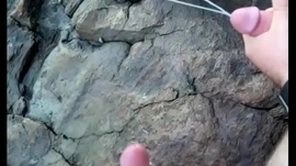 Huge cumshot outdoor
