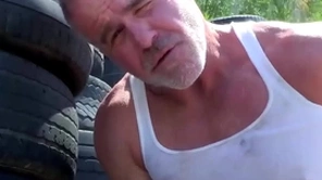 Trailertrashboys hunky dilf dell savage jerks off outdoor