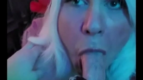 Light-complexioned nixie pukes cum: femkittenboy bj makes him cum 3 times, overage with exploding cum puking throatpie