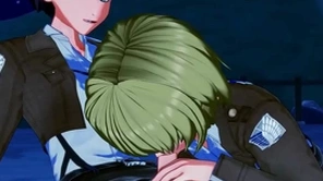 Armin arlert and eren yeager take turns sucking cock forwards rendering anal - on high titan hentai