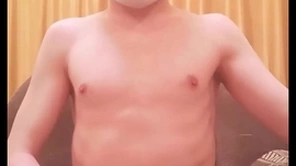Teen gay jumps overhead a dildo, masturbates his cock and cums overhead webcam