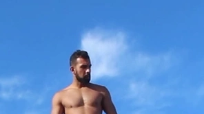 Naked on the nudist seaside
