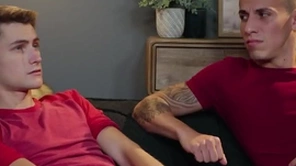 Stepdad fucks stepson added to his boyfriend in threesome