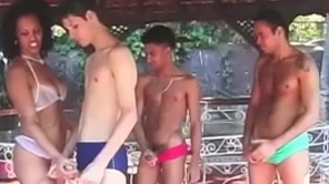 Team a few latino lovers have hard fuck session surrounding Team a few lusty sluts in sight
