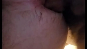 Cum dripping of hairy hole