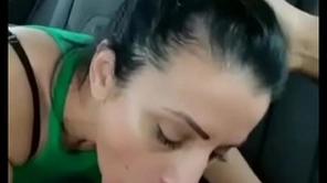 Stepmom gives him a blowjob in burnish apply car