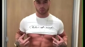 Fat detect guy showing off