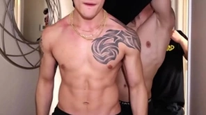 Make the beast with two backs me, bro! gym bros hook up on set!