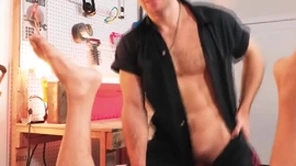 Gay car mechanic barebacked and rimmed by his hot pal up with