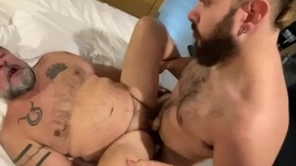 Hung spaniard barebacking a mature guy
