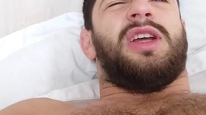 In bed with a hairy hunk - morning wood hard uncut flannel - musky ripe pits with the addition of bedsheets