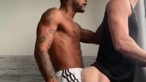 Caio&ian: black stud foodstuffs coupled with fucks his bf's white bubble butt