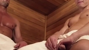 Beat-up sweaty step daddy pounds his 's tight dripping aggravation involving sauna-gayzest.com