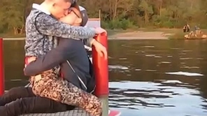 Four hot gays kisses each other  in all directions passion open-air